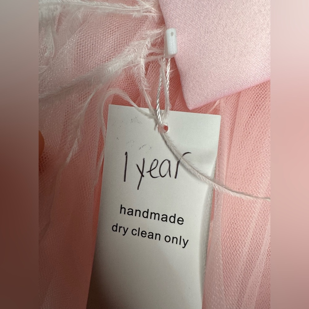 Pink Handmade Dress with feather accents - Picture 4 of 4